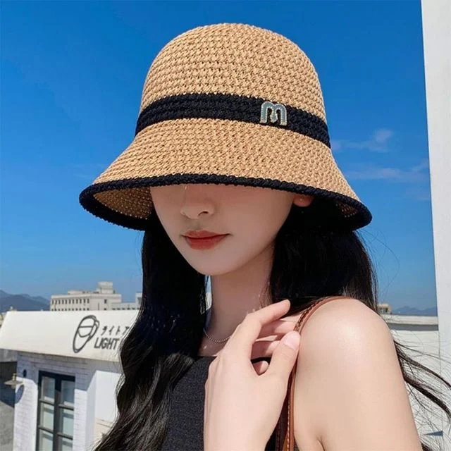 여름 밀짚 썬바이저 접이식 버킷햇, 등산 모자