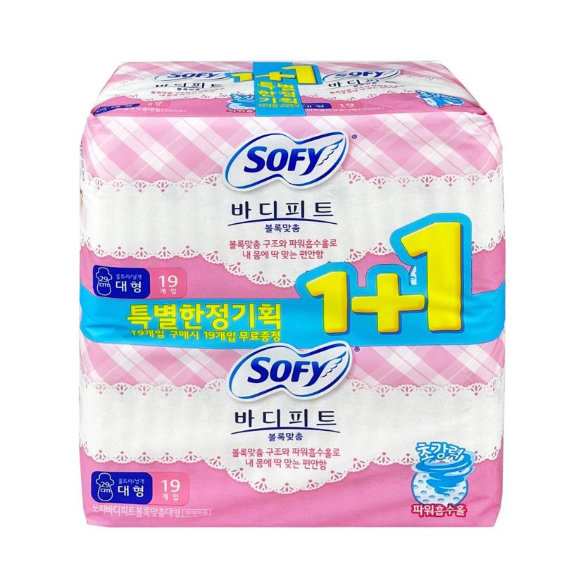 쏘피 바디피트 볼록맞춤 대형 19+19개입 생리대