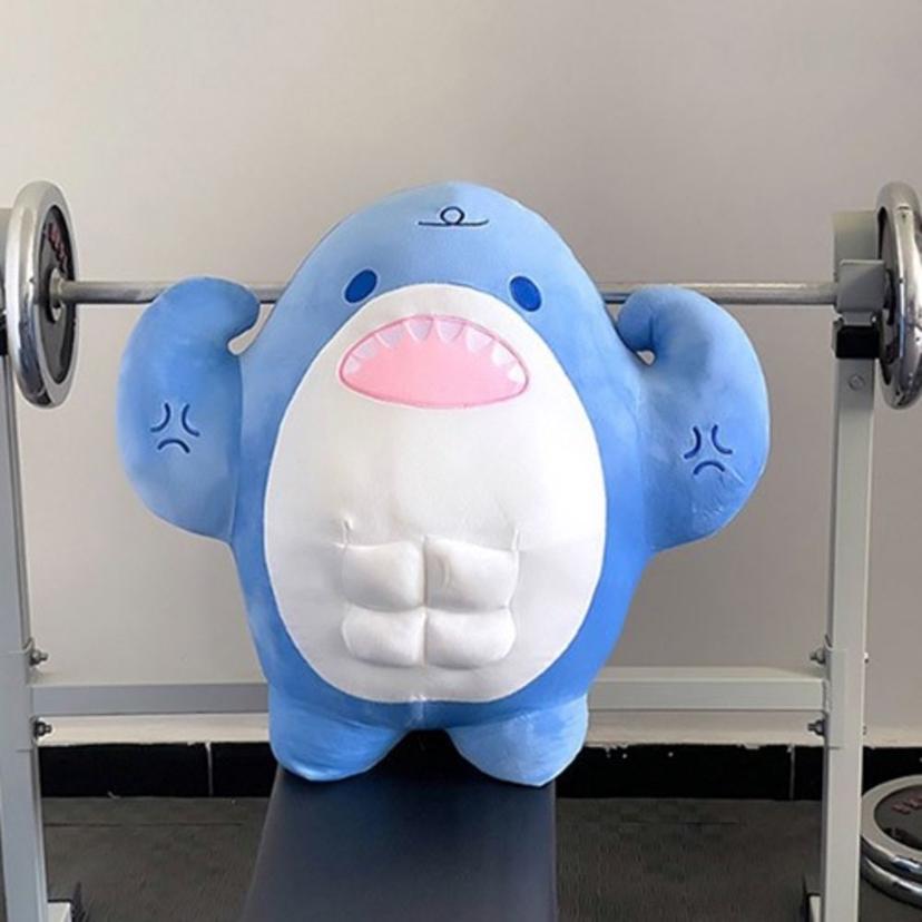 근육 상어 헬창 헬스 인형 쿠션 대형 몸짱 헬스장 - 이색 선물