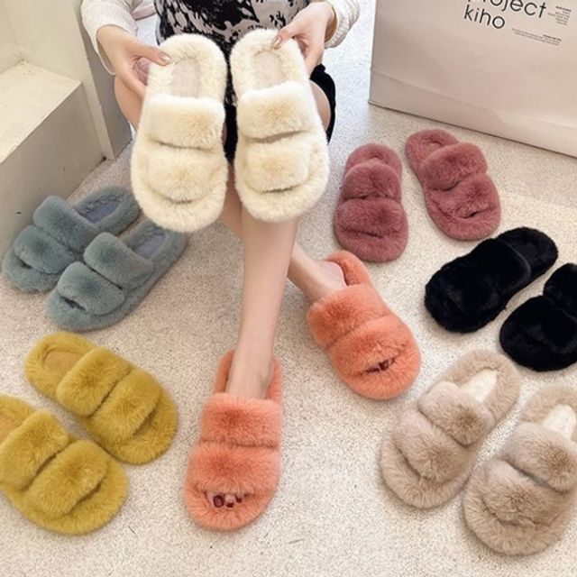 225-260mm 털신발 밍크털 방한화 털슬리퍼 A716 - 넓은 사이즈 겨울 실내화