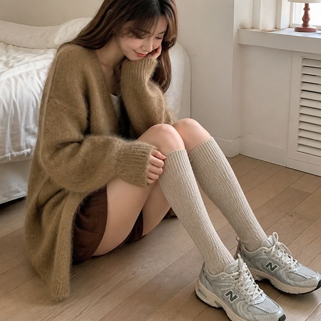 꽈배기 울 니삭스 4컬러 모브 레그워머 오버니삭스 겨울 양말 데일리 잡화