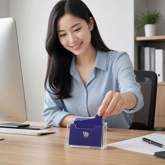 사무실 책상 명함 보관함 투명 아크릴 스탠드 명함꽂이 배치대