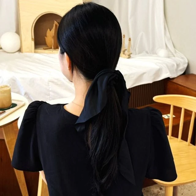 스크런치 헤어끈, 리본 곱창끈 대형 고무줄 헤어 액세서리