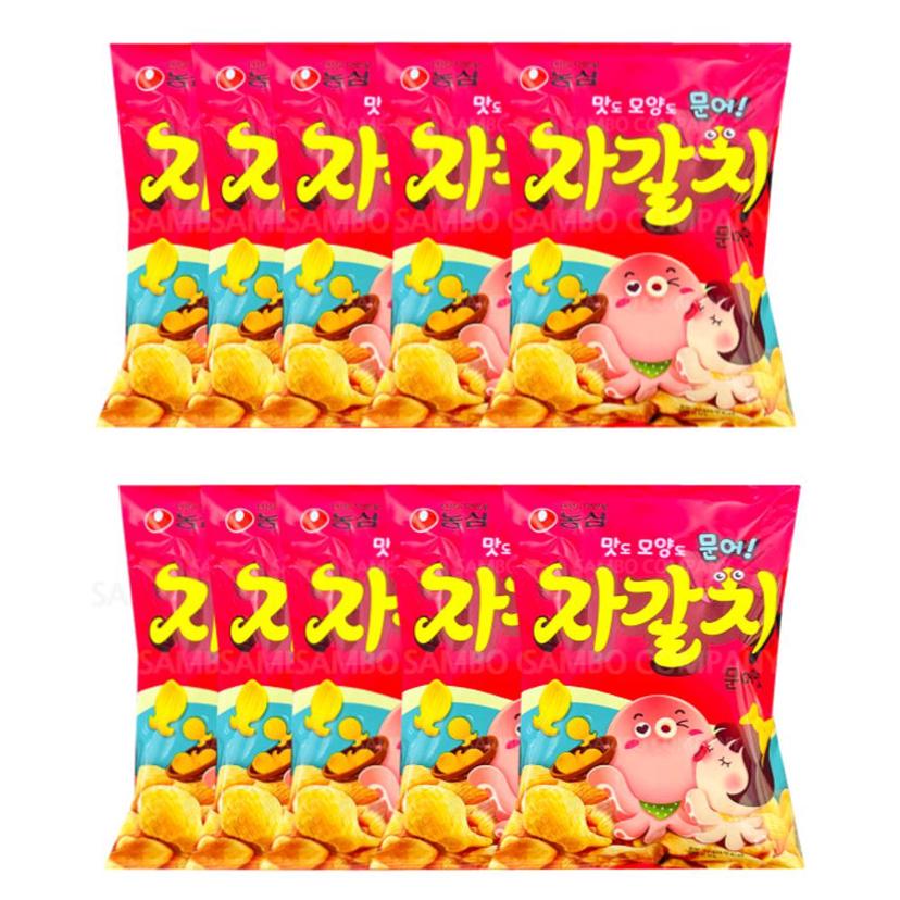 농심 자갈치 문어맛 과자 10개 세트 바삭한 해물 스낵