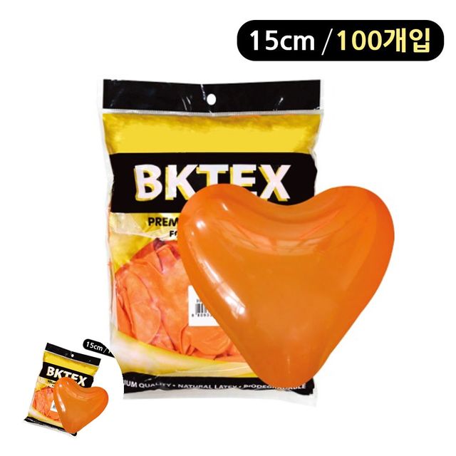 고무풍선 컬러풍선 오렌지 일반 하트풍선 15cm 100개입
