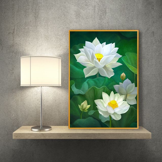 연꽃 그림액자 풍수 인테리어 돈 들어오는 꽃 그림 A3 사이즈