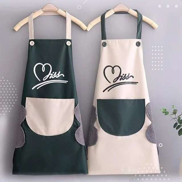 하트 핸드타월 방수 앞치마 주방 카페 공방 - 귀여운 디자인 실용적 작업복
