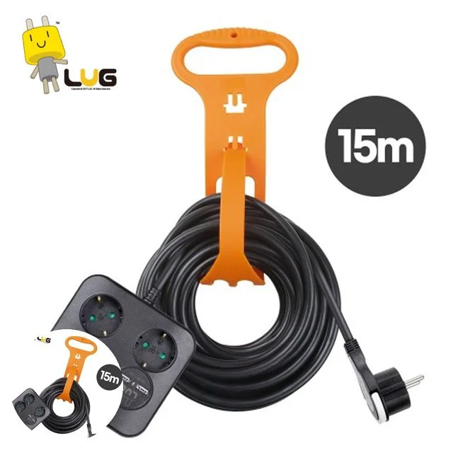 캠핑전기릴선 캠핑리드선 콘센트 연장선 3구 USB 2포트 15M 1.5SQ BK