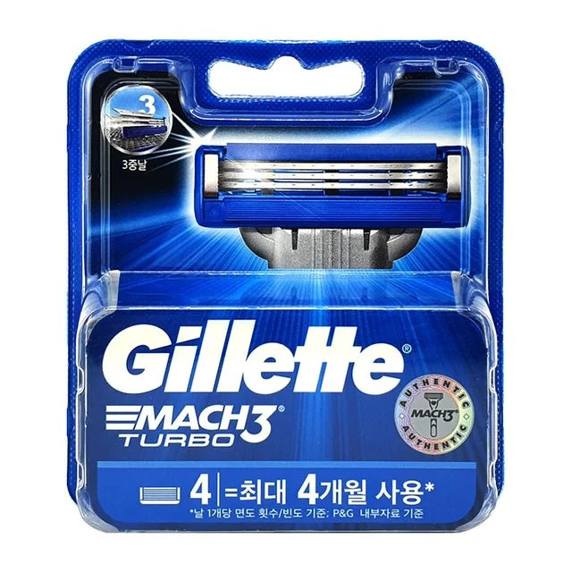 질레트 마하 터보 면도날 4입, 부드러운 피부 자극 없음 공식수입품