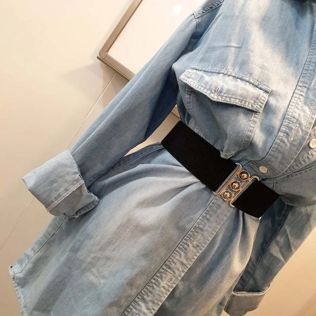 여성 벨트 폭 5cm 스판 밴딩 허리 조절 가능한 데일리 벨트