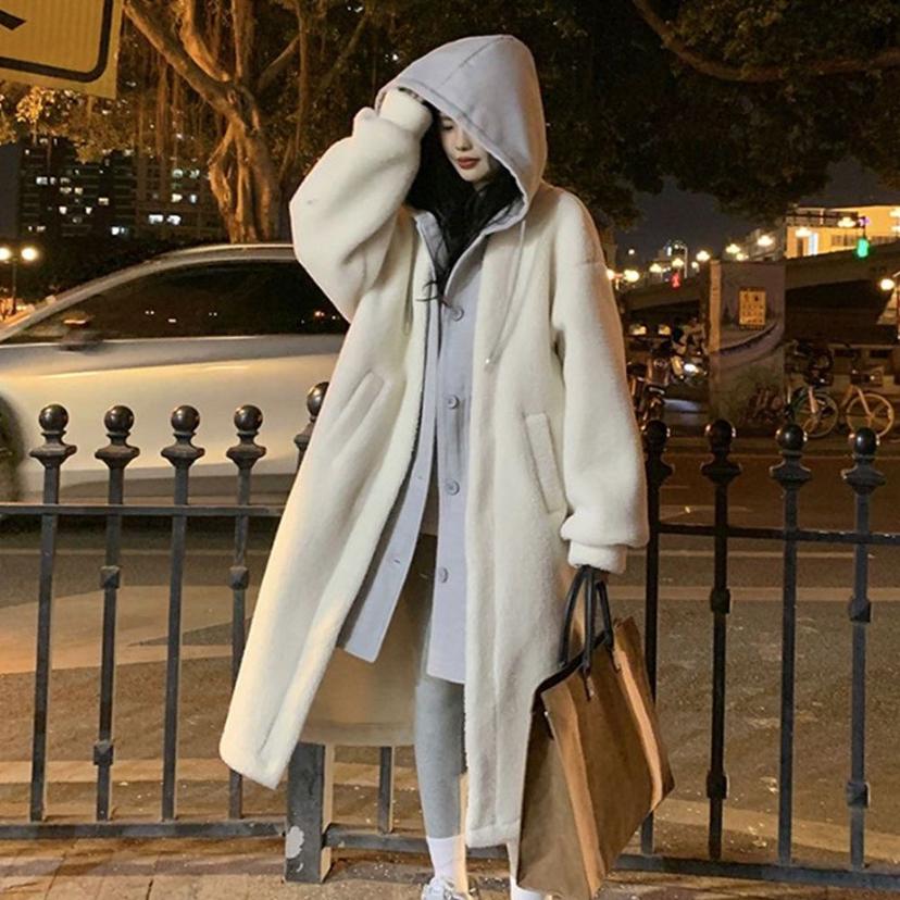 여자 겨울 후드 재킷 뽀글이 플리스 롱丈, 따뜻한 겨울아우터