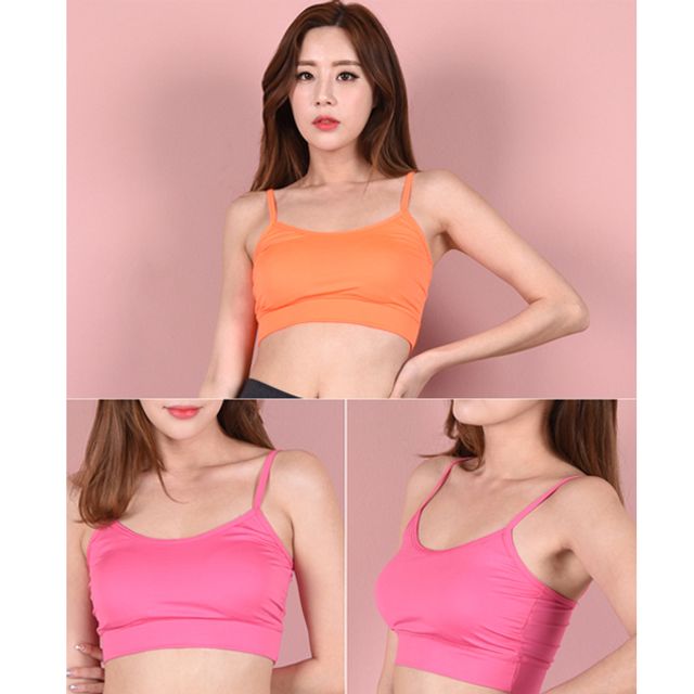 쿨론 캡 끈 탑브라 노와이어 홈트웨어 스포츠 브라