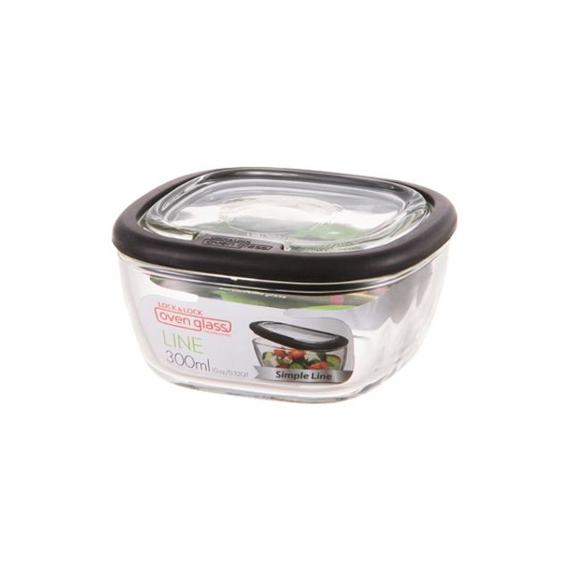 락앤락 오븐글라스라인 유리용기 정사각 300ml LLG950