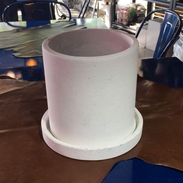 석고 원형 화이트 화분 20x20cm 심플한 인테리어 소품 화분
