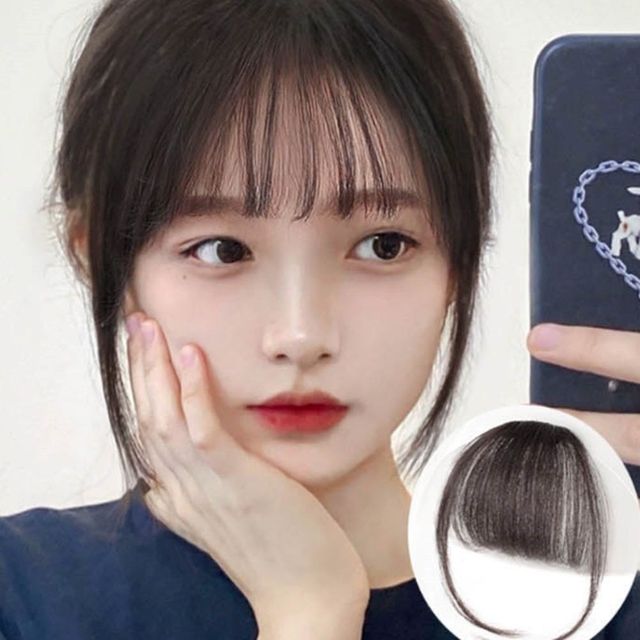 여성 뱅 앞머리 붙임머리, 자연스러운 내추럴 가발