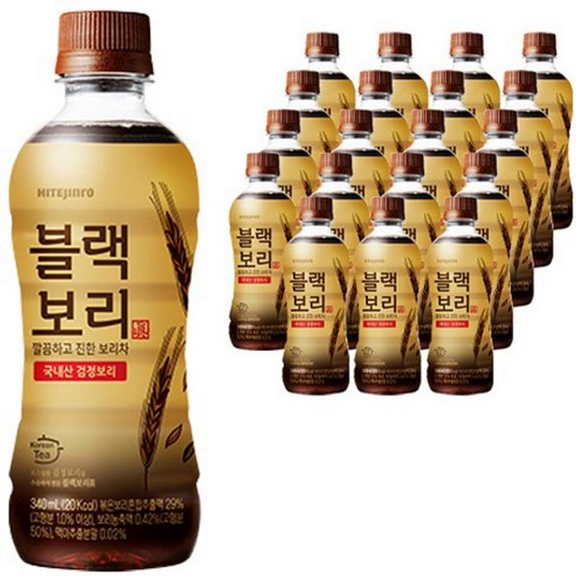 하이트진로 블랙보리 340ml 20개 세트 - 무색소 보리차