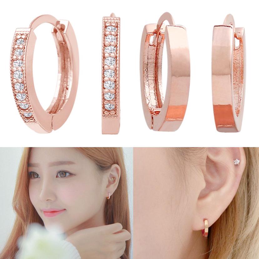 14K 로즈골드 핀 원터치 링 귀걸이 - 데일리 링 귀걸이