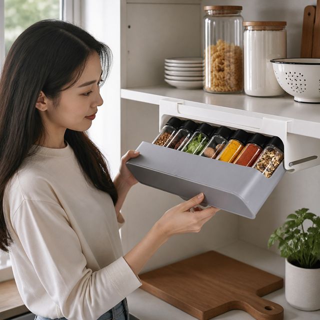 주방 싱크대 슬라이딩 양념통 수납함 선반 상부장 양념통정리대 보관 트레이