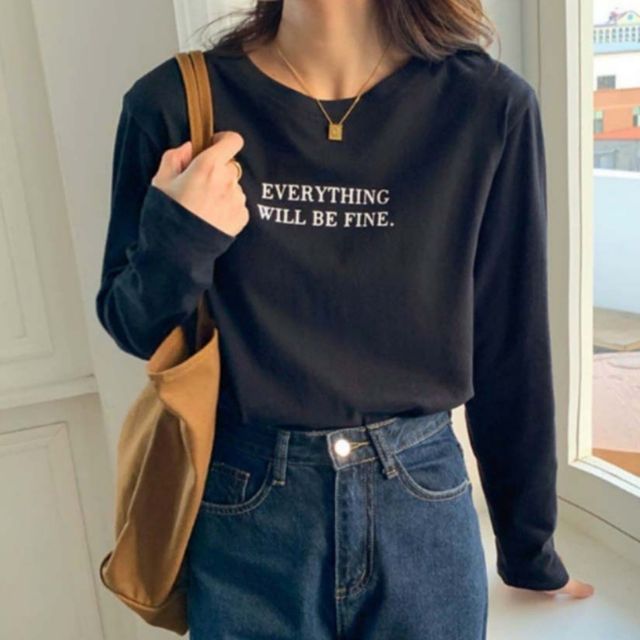 검정 긴팔 티셔츠 데일리 루즈핏 여성 긴팔티셔츠 여성의류 여자상의 기본