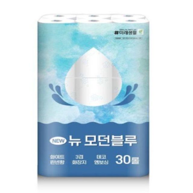잘풀리는집 3겹데코 모던블루 엠보싱 화장지 30롤