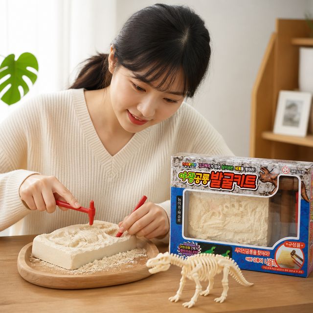 공룡 화석 발굴 학습 교구 야광 뼈대 조립 1P