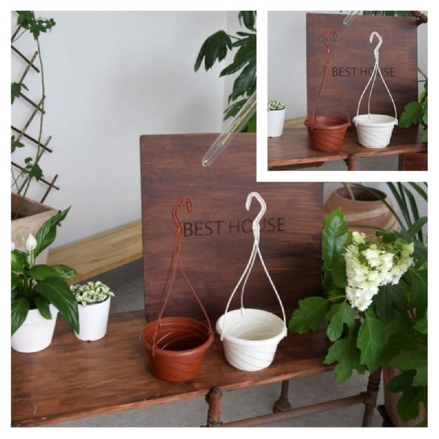 행잉 플라스틱 화분 17x10cm 야외화분 베란다화분 정원화분 난간화분