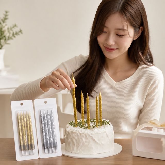 샹들리에 촛대 생일 케이크 초 꽈배기 캔들 기념일 파티 용품 데코 소품