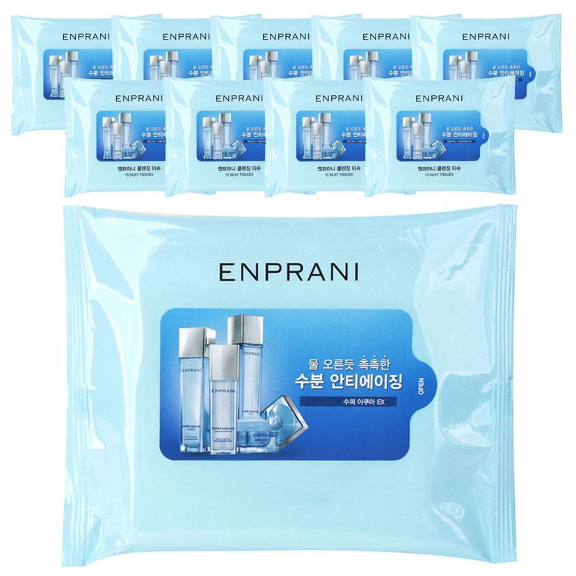휴대용 클렌징 티슈 15매 10개 세트 여행용 외출용