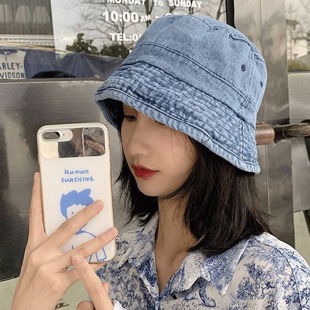 빅사이즈 여성 데님 벙거지 가을 버킷햇 모자