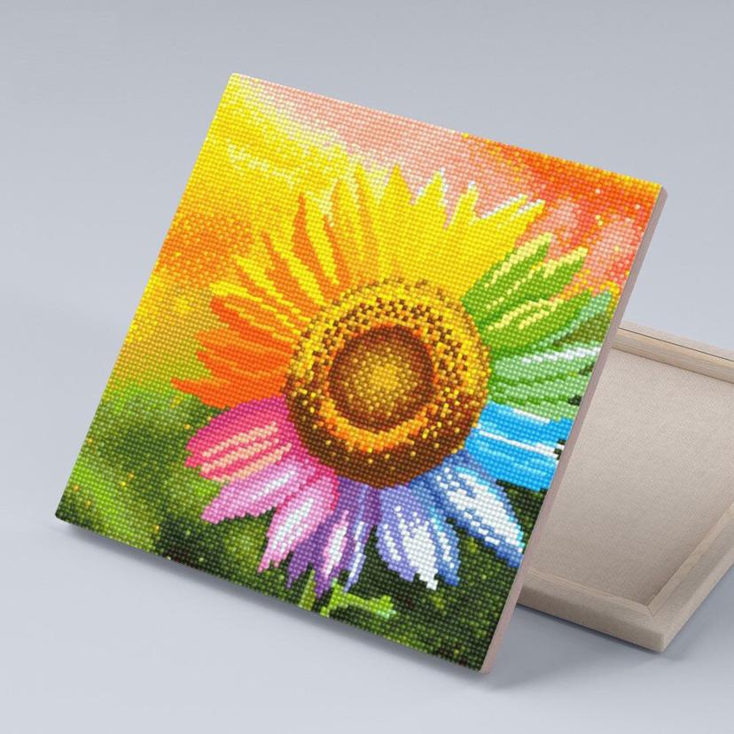 DIY 보석십자수 무지개 해바라기 30x30 - 큐빅 자수 세트