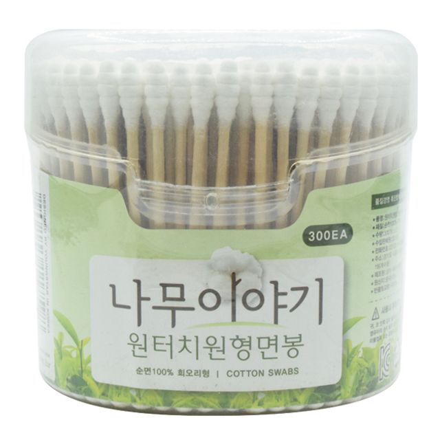 나무이야기 나무스틱 원터치 원형면봉 300EA - 대용량 친환경 면봉 세트
