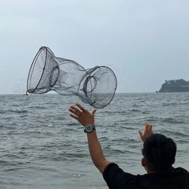 바다 낚시용품 원형 통발 40x80 - 내구성 강한 어획용 그물 통발
