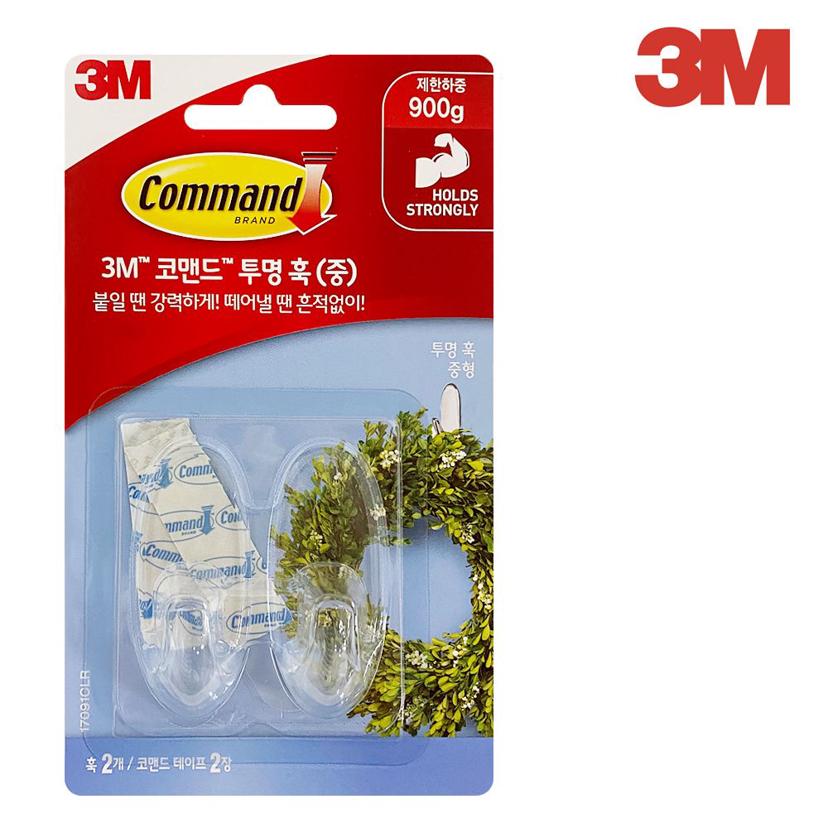 3M 코맨드 투명 훅 중형 벽걸이 후크 소품 걸이