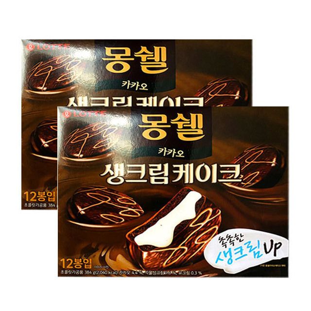 몽쉘 생크림 카카오 대 384g 2개 묶음 간식 세트
