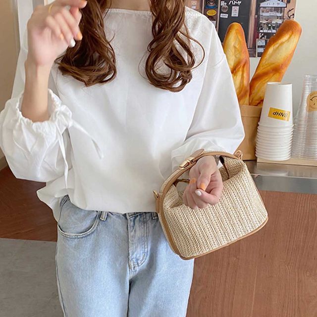 휴가철 여행용 미니 라탄백 밀짚 크로스백 토트백
