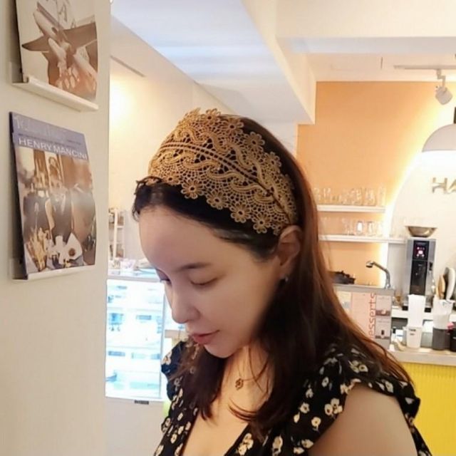 정수리커버 레트로 플라워 레이스 헤어밴드 넓은 9cm머리띠 탈모커버 여성 옷가게 악세서리 머리띠 레이스