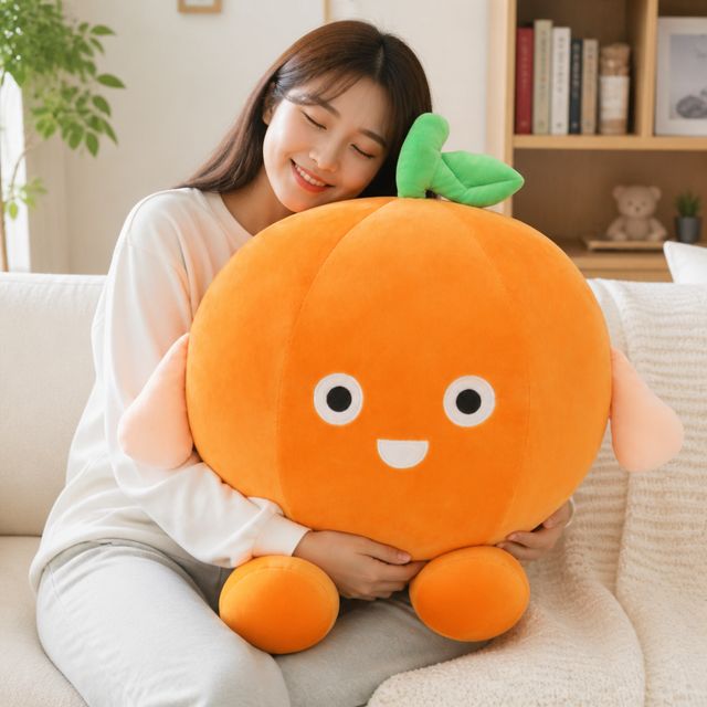 감귤 모찌 쿠션 인형 65cm 오렌지 대형 애착 봉제 선물용