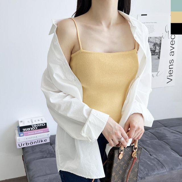 여자민소매 매력적인 한 민소매탑 여성적인 나시탑