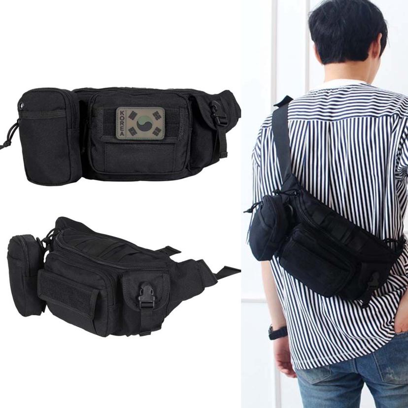 남자 여행용 힙색 허리 가방 블랙 전술 메신저백