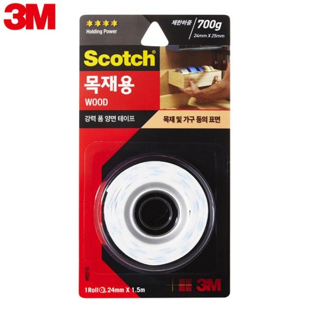 3M 양면테이프 폼목재용, 인테리어 DIY 접착 보수용 24mm