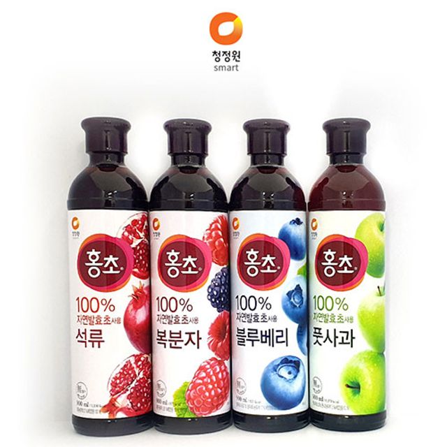 청정원 자연발효 홍초 석류 블루베리 900ml - 항산화 식초음료