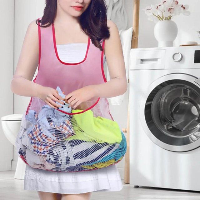 사이노텍 세탁물 앞치마 빨래 이동 바구니 런드리백 세탁자루 자취필수템