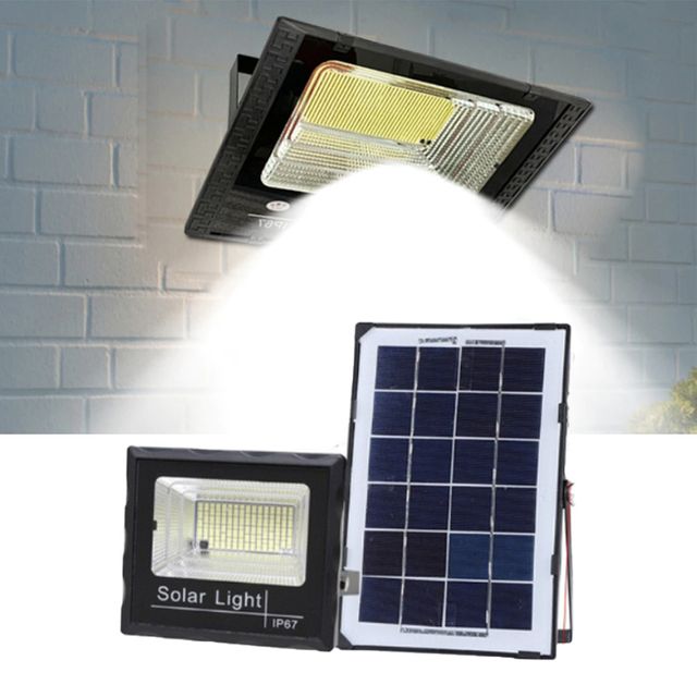 야외조명 태양열 투광등, 370LED 65와트 모션센서 세트