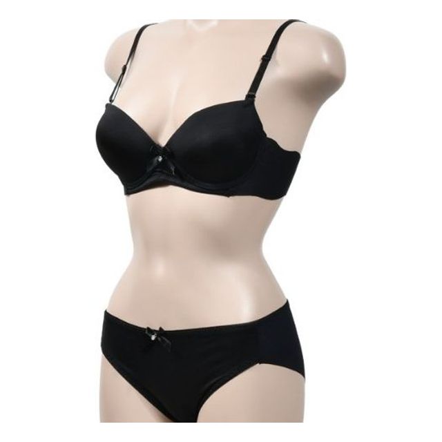 리본장식 노와이어 B컵 브라 팬티 세트 SW2310-0037 - 편안한 데일리 언더웨어