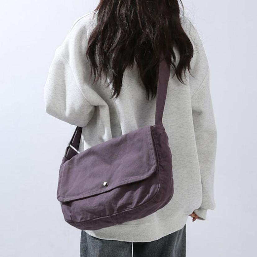 캔버스 여성 크로스백 숄더백 대용량 학생 가방 퍼플
