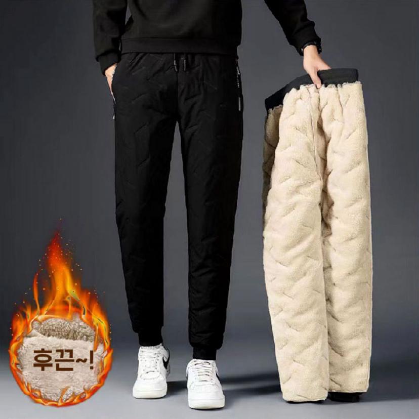 방한 양털 패딩 바지 3중 구조 방풍 보온 팬츠