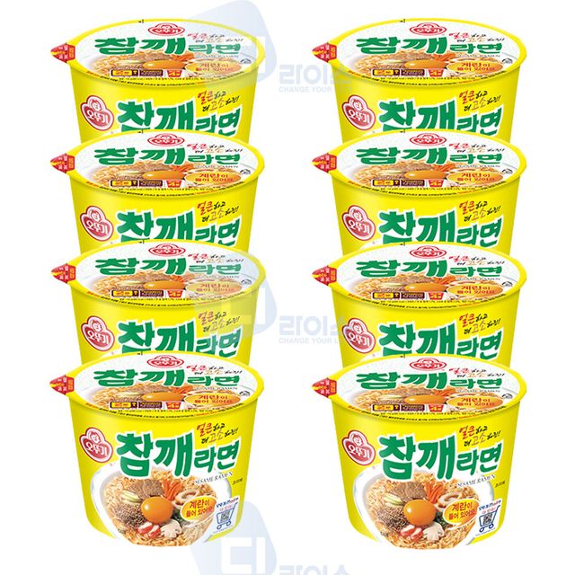 오뚜기 참깨라면 110g 큰컵 8개입 야식 간식 컵라면 소포장