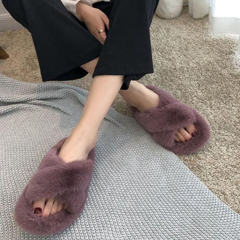 여성 털 실내화 겨울 거실화 층간소음 방지 슬리퍼