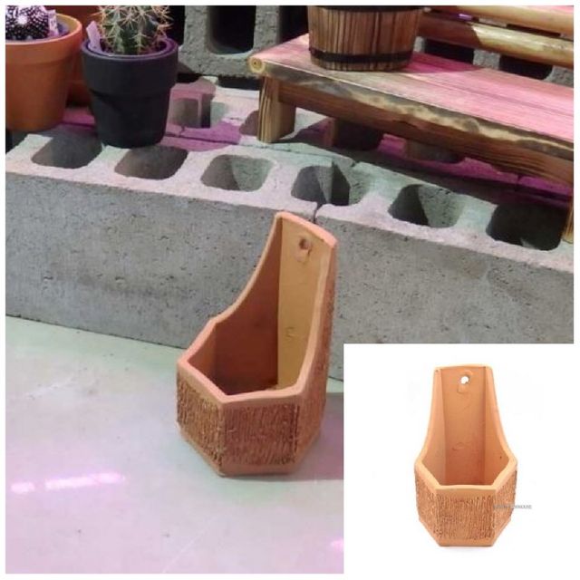 벽걸이용 육각 토분 화분 14x22cm 와인걸이 미니도자기화병 거실화병 미니화병 인테리어화병