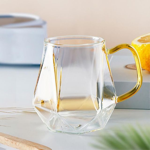 손잡이 내열유리컵 300ml 다이아 유리컵